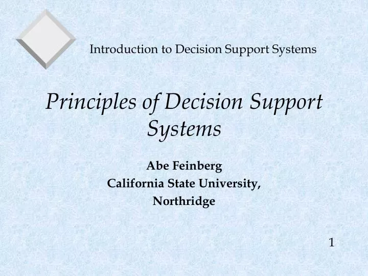 principles of decision support systems