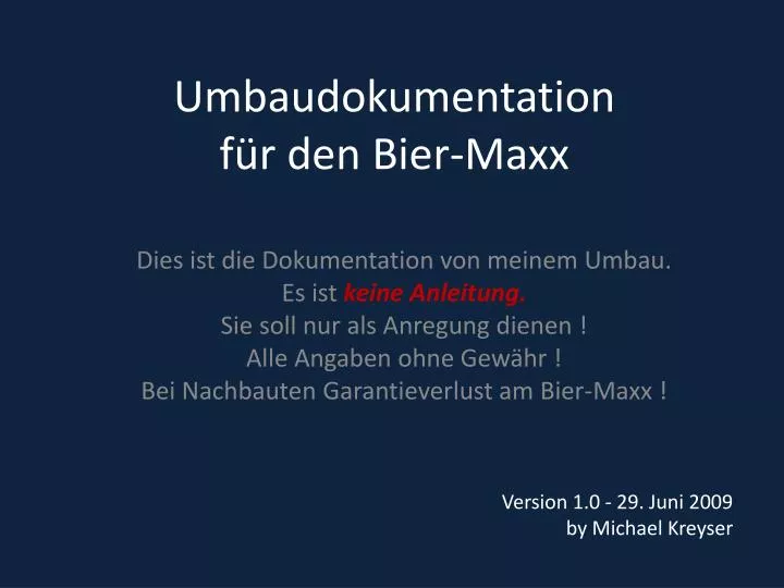 umbaudokumentation f r den bier maxx