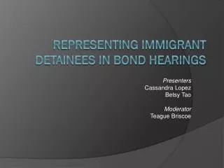 Representing Immigrant Detainees in Bond Hearings