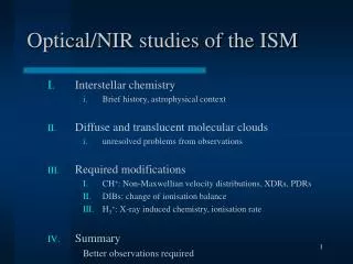 Optical/NIR studies of the ISM