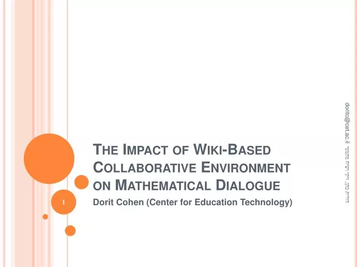 the impact of wiki based collaborative environment on mathematical dialogue