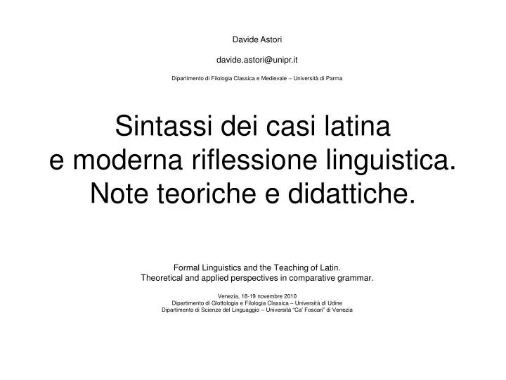 sintassi dei casi latina e moderna riflessione linguistica note teoriche e didattiche