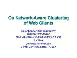 On Network-Aware Clustering of Web Clients