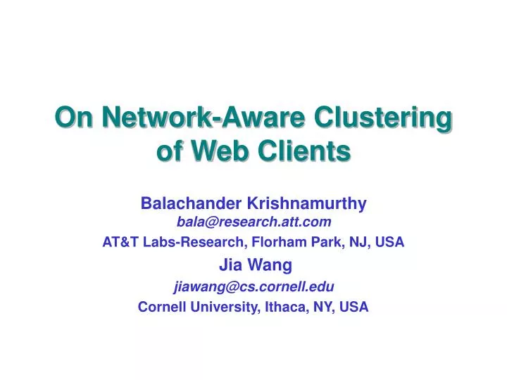 on network aware clustering of web clients