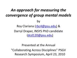 An approach for measuring the convergence of group mental models