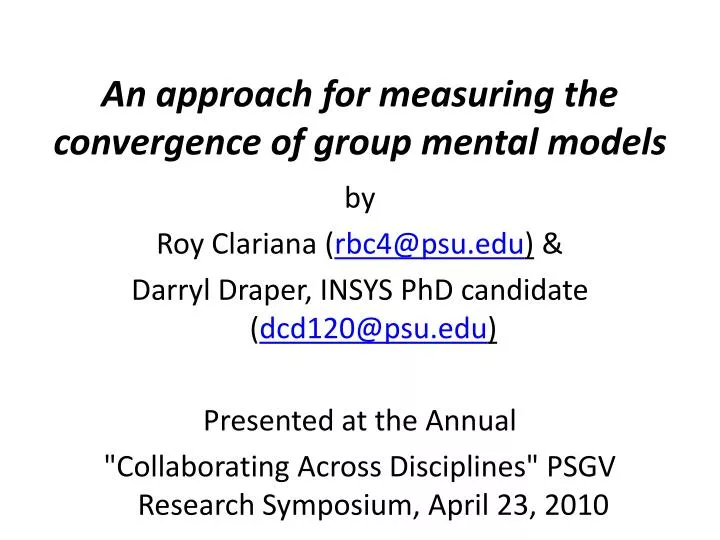 an approach for measuring the convergence of group mental models