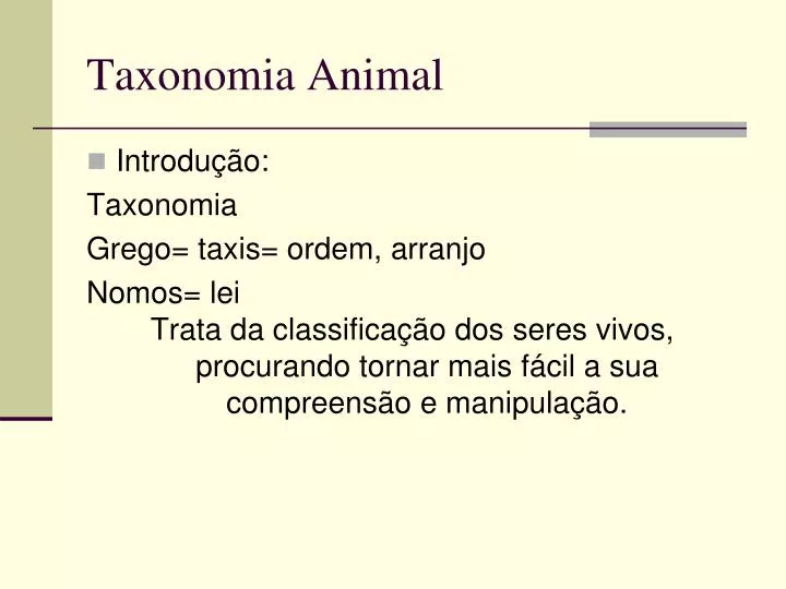 taxonomia animal