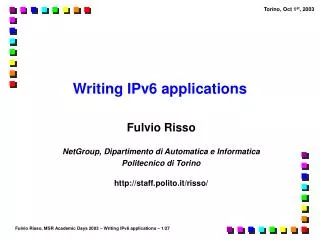 Writing IPv6 applications