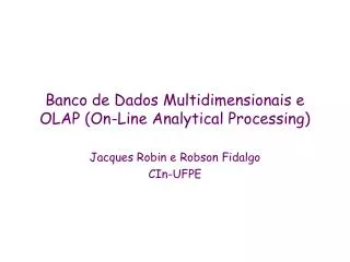 banco de dados multidimensionais e olap on line analytical processing