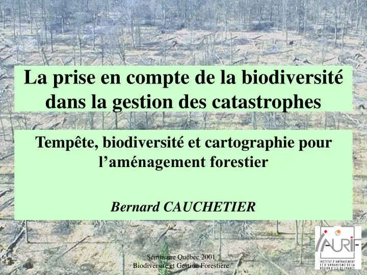 la prise en compte de la biodiversit dans la gestion des catastrophes