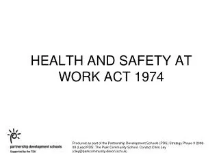 HEALTH AND SAFETY AT WORK ACT 1974