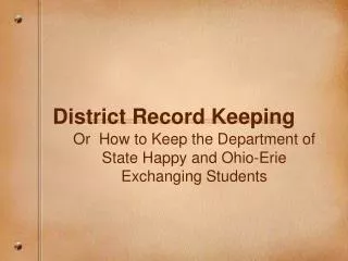 District Record Keeping