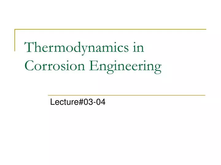 thermodynamics in corrosion engineering