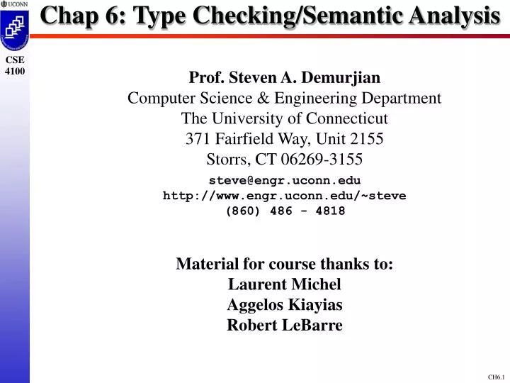 chap 6 type checking semantic analysis