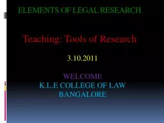 ELEMENTS OF LEGAL RESEARCH