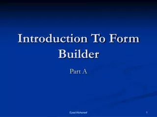 Introduction To Form Builder