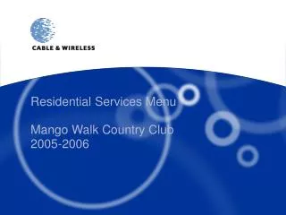 Residential Services Menu Mango Walk Country Club 2005-2006