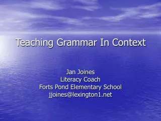 Teaching Grammar In Context