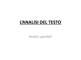l analisi del testo