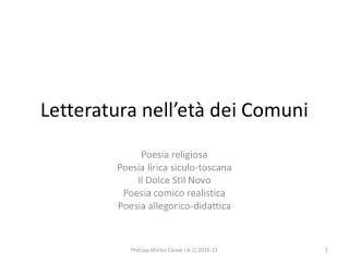 letteratura nell et dei comuni