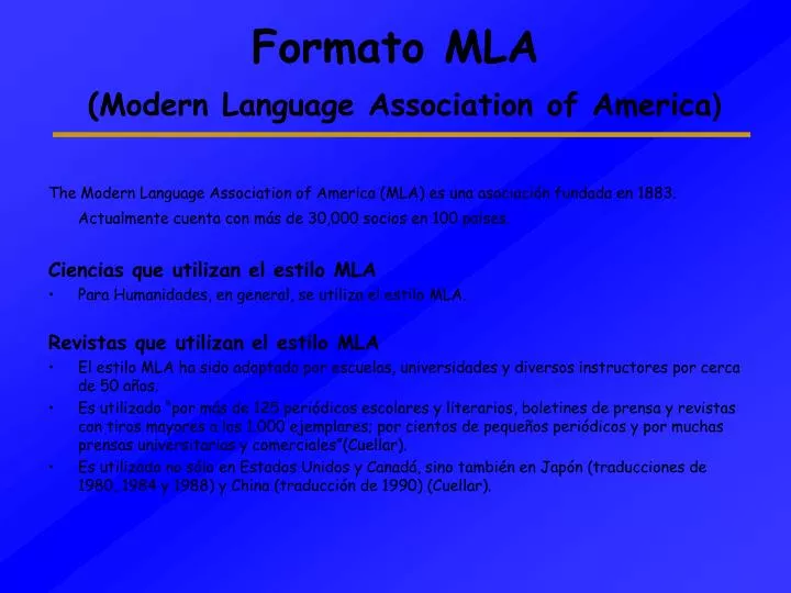formato mla modern language association of america