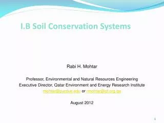 I.B Soil Conservation Systems