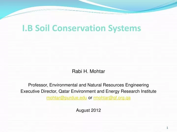 i b soil conservation systems