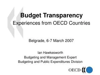 Budget Transparency Experience s from OECD Countries