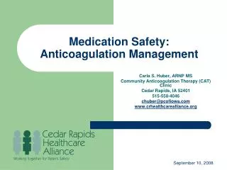 Medication Safety: Anticoagulation Management