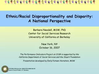 Ethnic/Racial Disproportionality and Disparity: A National Perspective
