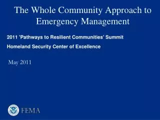 The Whole Community Approach to Emergency Management