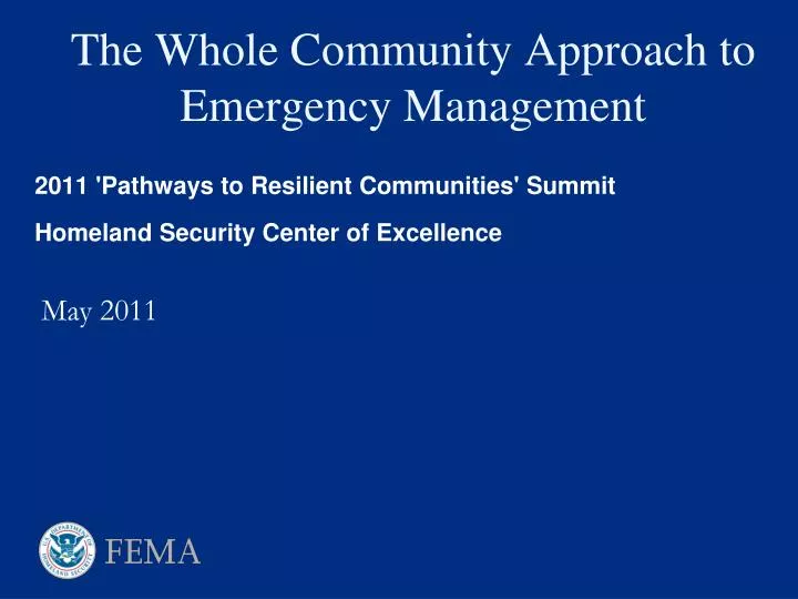 the whole community approach to emergency management