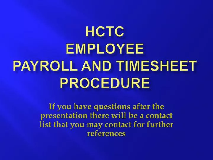 hctc employee payroll and timesheet procedure