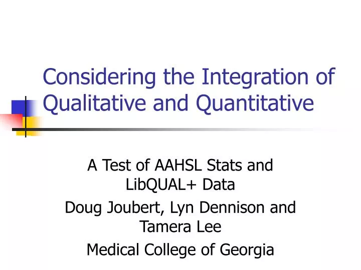 considering the integration of qualitative and quantitative