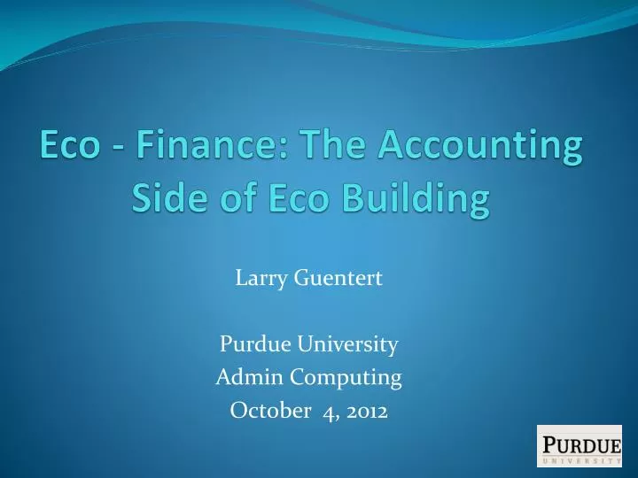 eco finance the accounting side of eco building