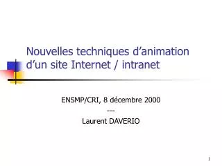 nouvelles techniques d animation d un site internet intranet