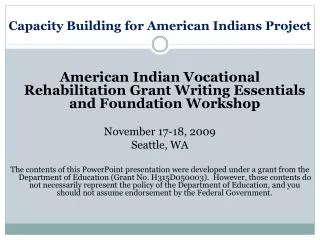 Capacity Building for American Indians Project