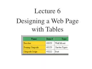 Lecture 6 Designing a Web Page with Tables