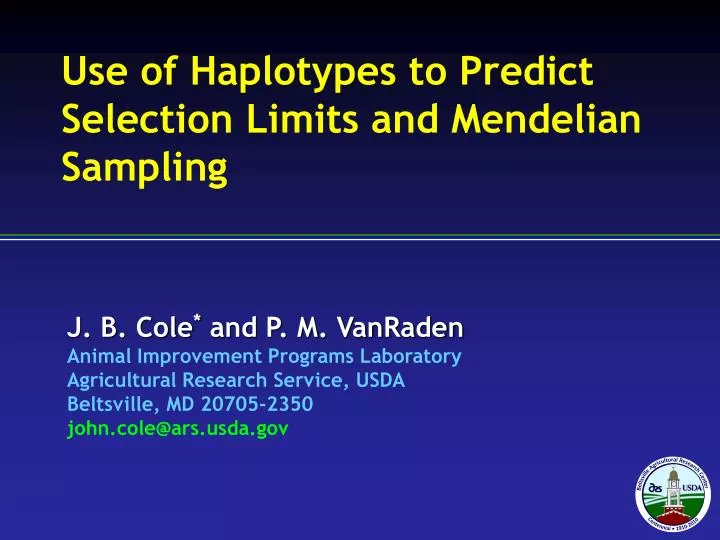 use of haplotypes to predict selection limits and mendelian sampling