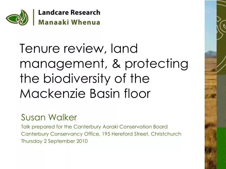 tenure review land management protecting the biodiversity of the mackenzie basin floor