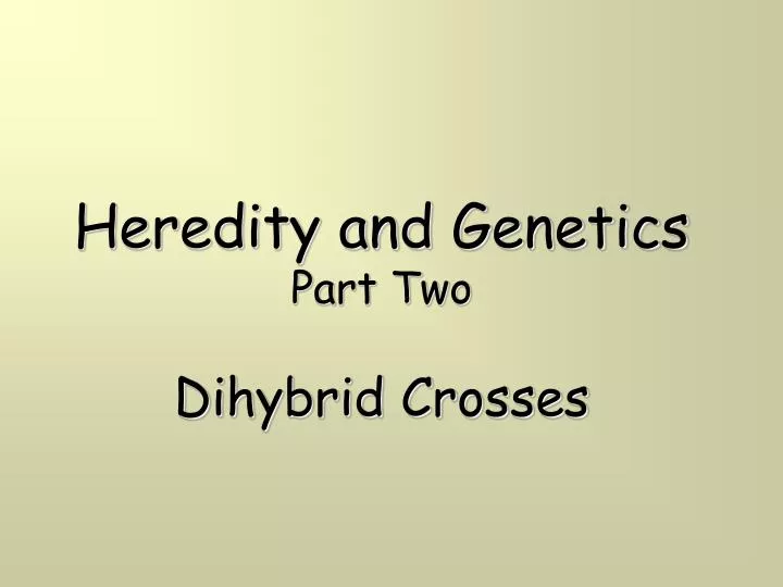 heredity and genetics part two dihybrid crosses
