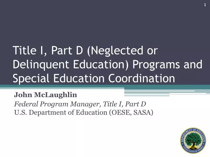 title i part d neglected or delinquent education programs and special education coordination