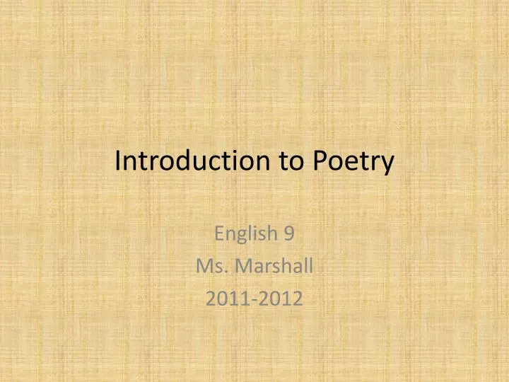 introduction to poetry