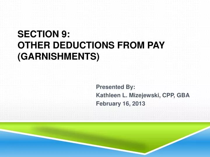 section 9 other deductions from pay garnishments