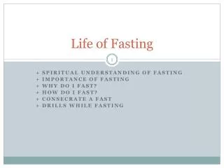Life of Fasting