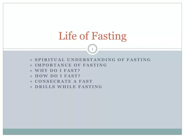 life of fasting