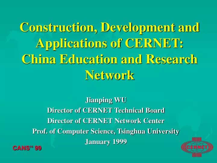 construction development and applications of cernet china education and research network