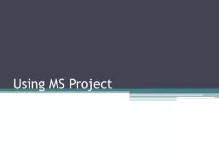 Using MS Project