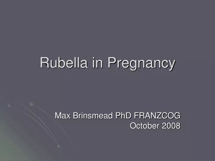 rubella in pregnancy