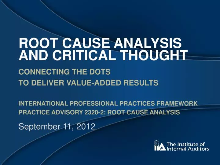 root cause analysis and critical thought